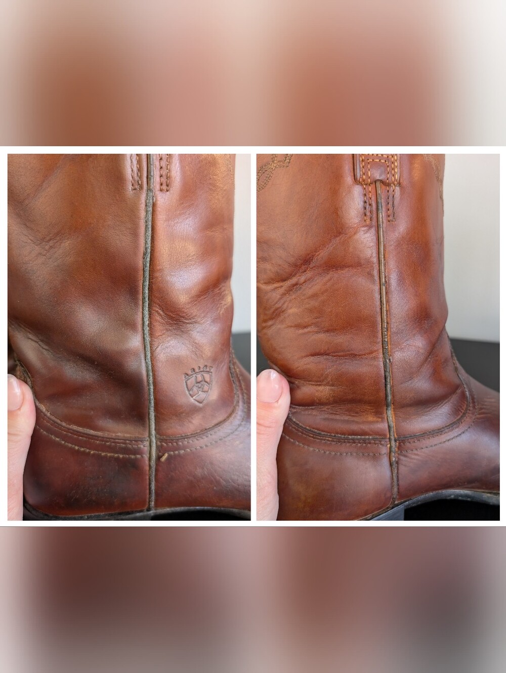 Ariat | Brown Leather Cowboy Boots, Mens Size  9 D (FLAWS) - Picture 14 of 16